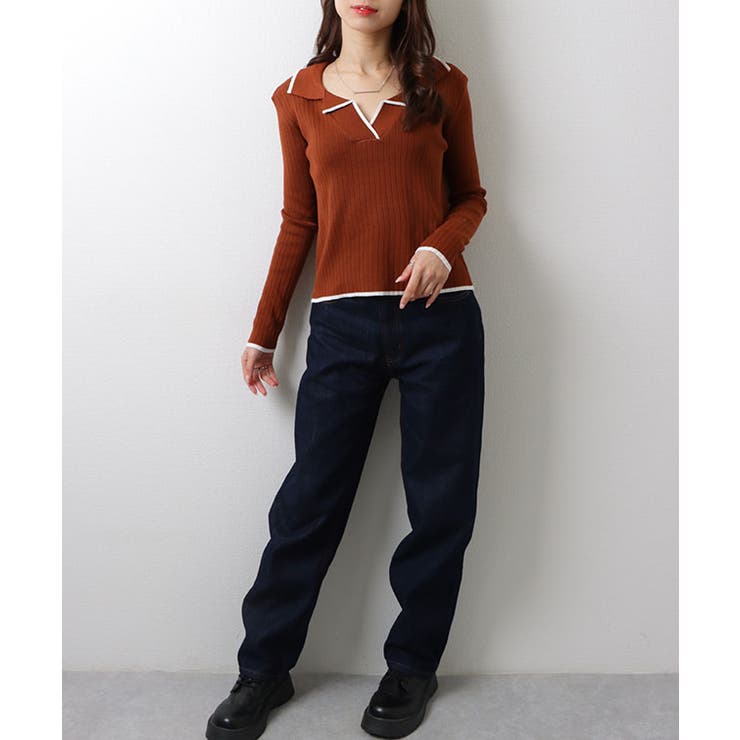 バイカラー 配色ライン Ｖネック | レースレディース  | 詳細画像8 