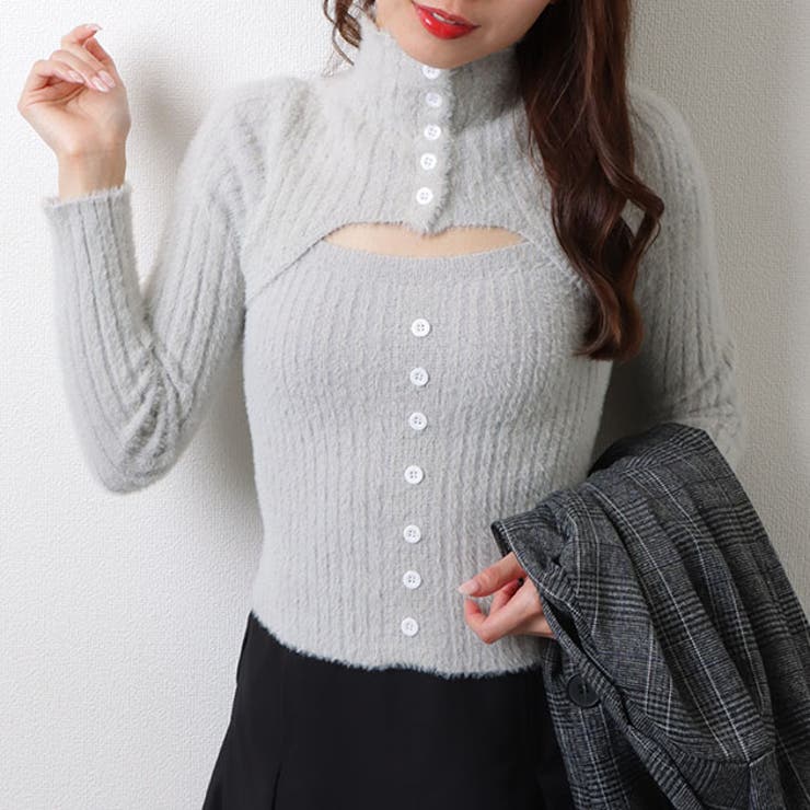 カットアウト シャギー フロントボタン | レースレディース  | 詳細画像1 