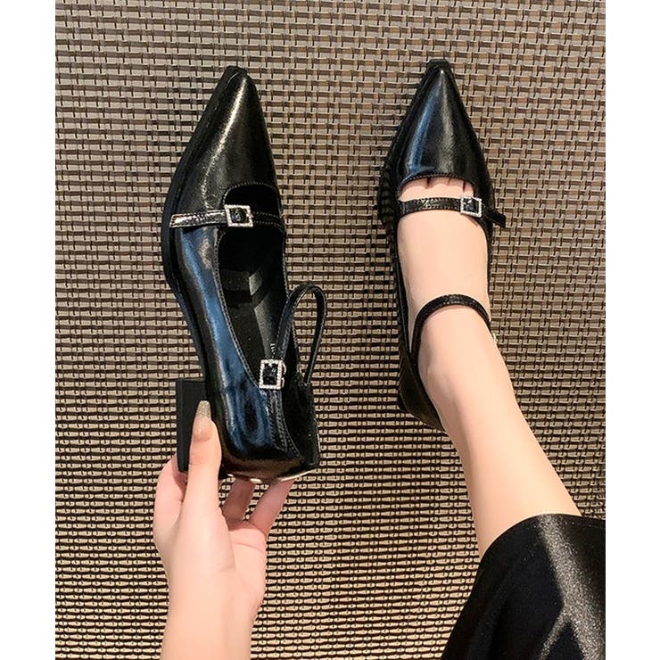 レザーポインテッドトゥスタッズパンプスフラットシューズ本革 BOSS - ハイヒールパンプス レザー ポインテッドトゥ - ブラック