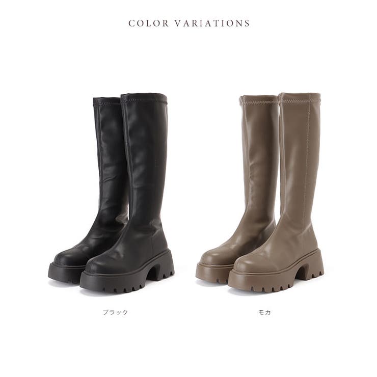 バックファスナー付き レザー調 厚底 | レースレディース  | 詳細画像2 