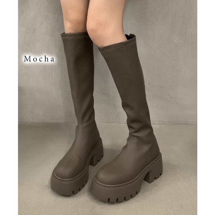 バックファスナー付き レザー調 厚底 | レースレディース  | 詳細画像5 