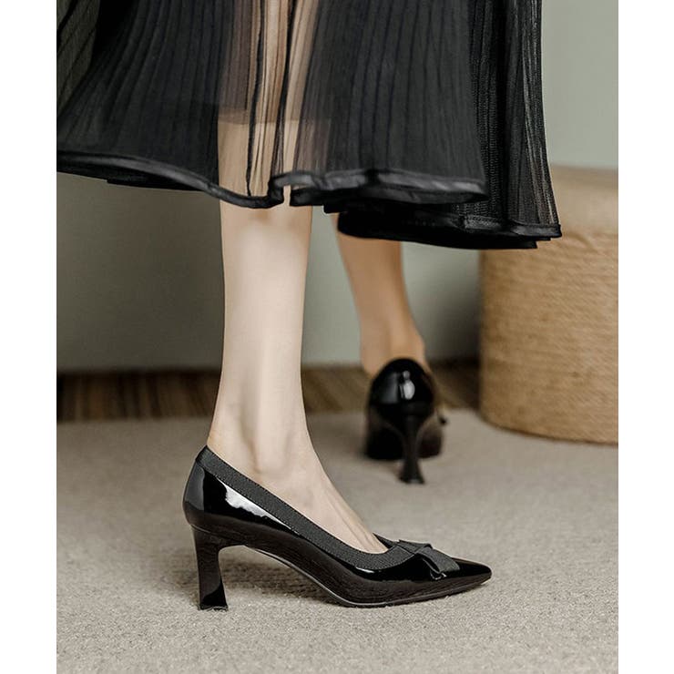 エナメル調 クロスリボン ハイヒール[品番：LCLW0008329]｜レース