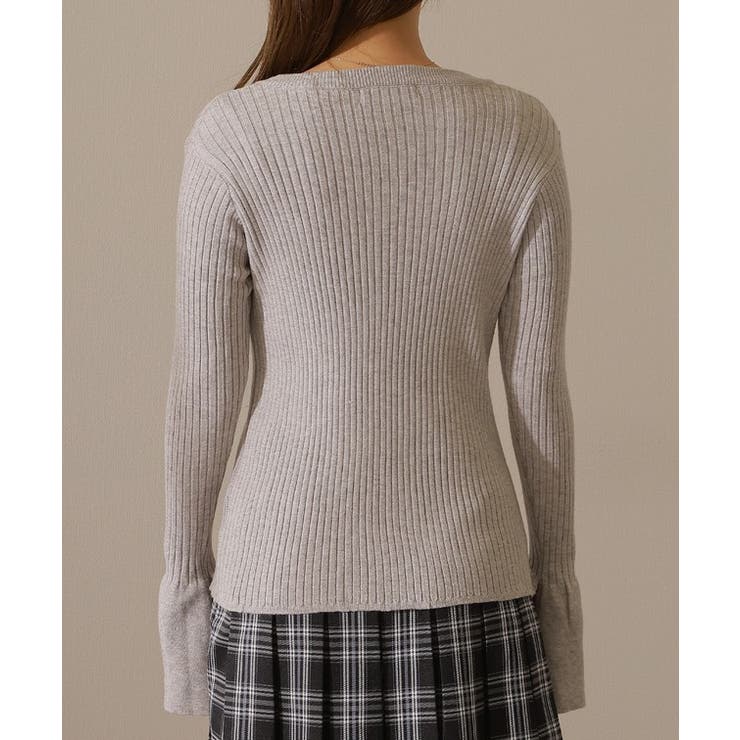 クルーネック フレアスリーブ リブニット | レースレディース  | 詳細画像13 