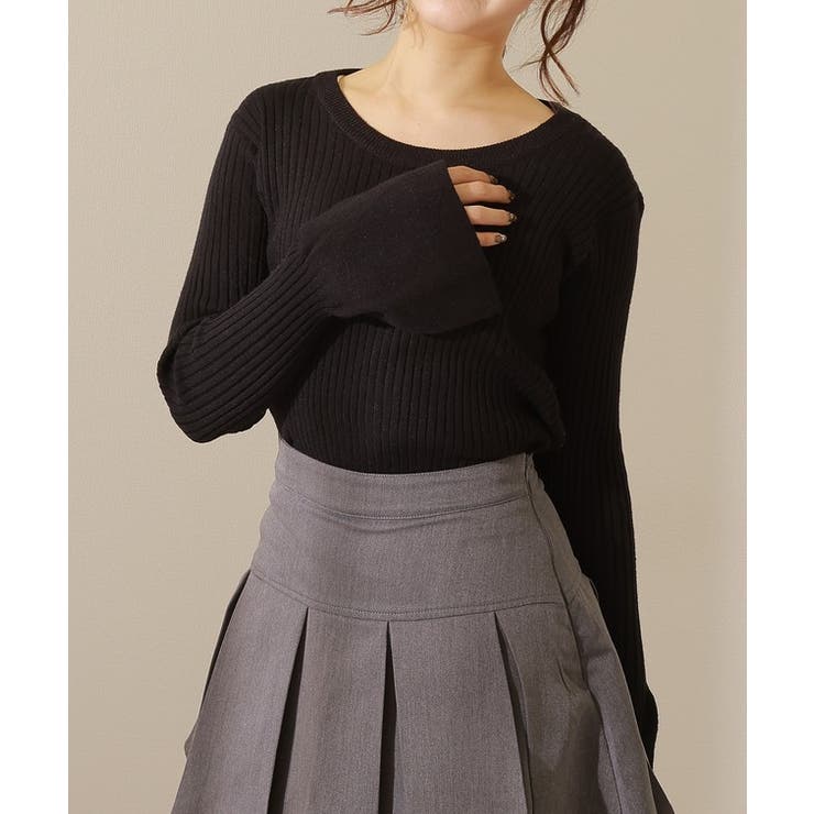 クルーネック フレアスリーブ リブニット | レースレディース  | 詳細画像5 