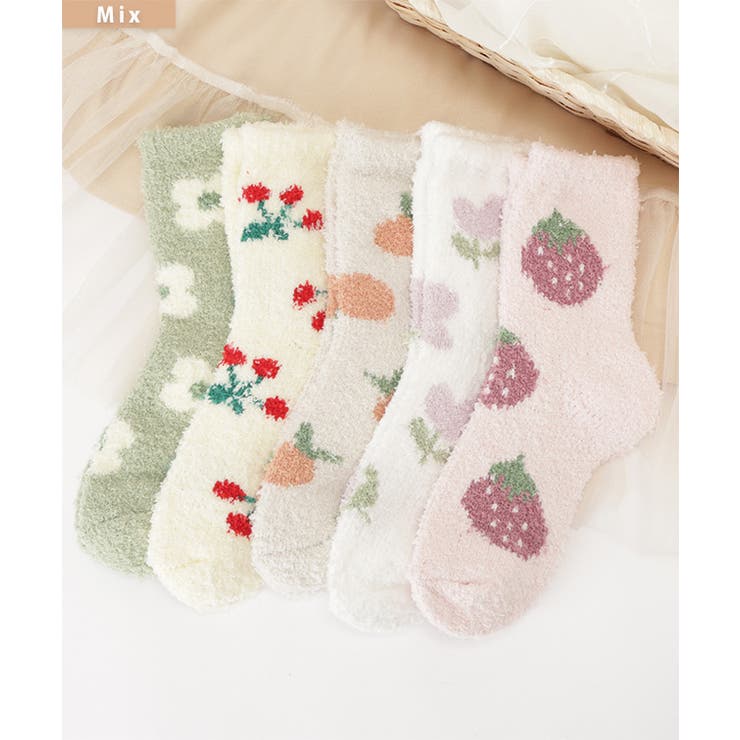 【5足セット】ふわもこ フルーツ柄 バラエティ | レースレディース  | 詳細画像2 