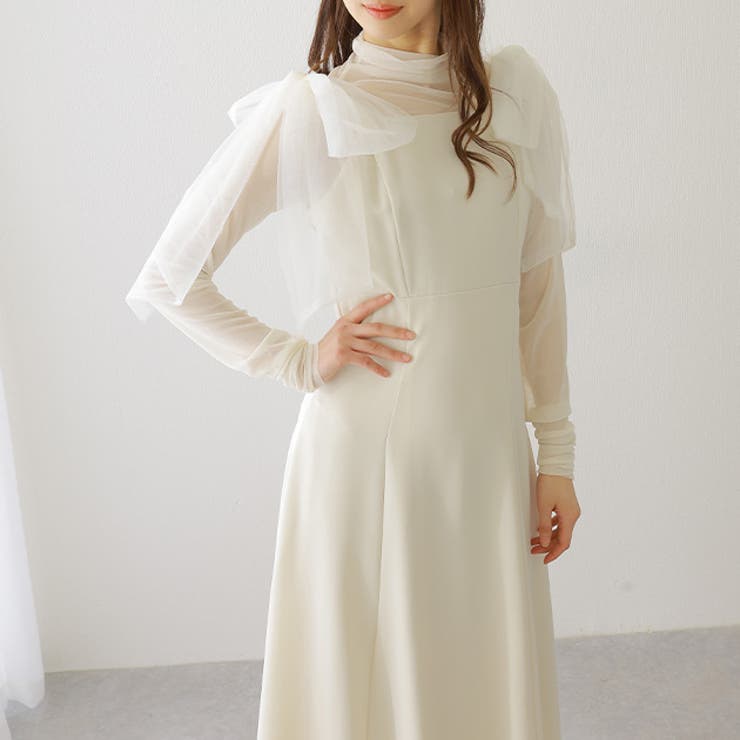 シアー リボン付き ノースリーブ | レースレディース  | 詳細画像1 