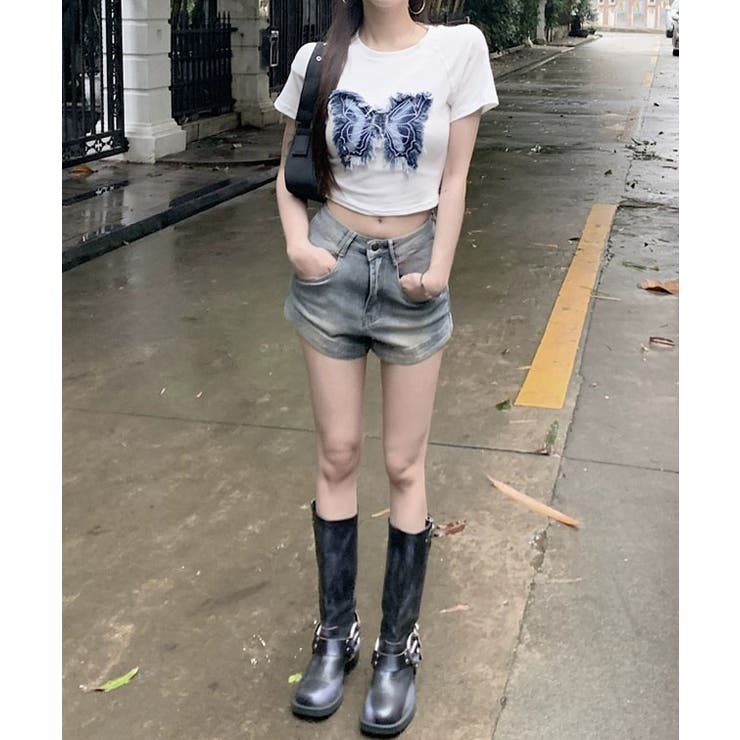 バタフライ クロップド丈 クルーネック | レースレディース  | 詳細画像11 