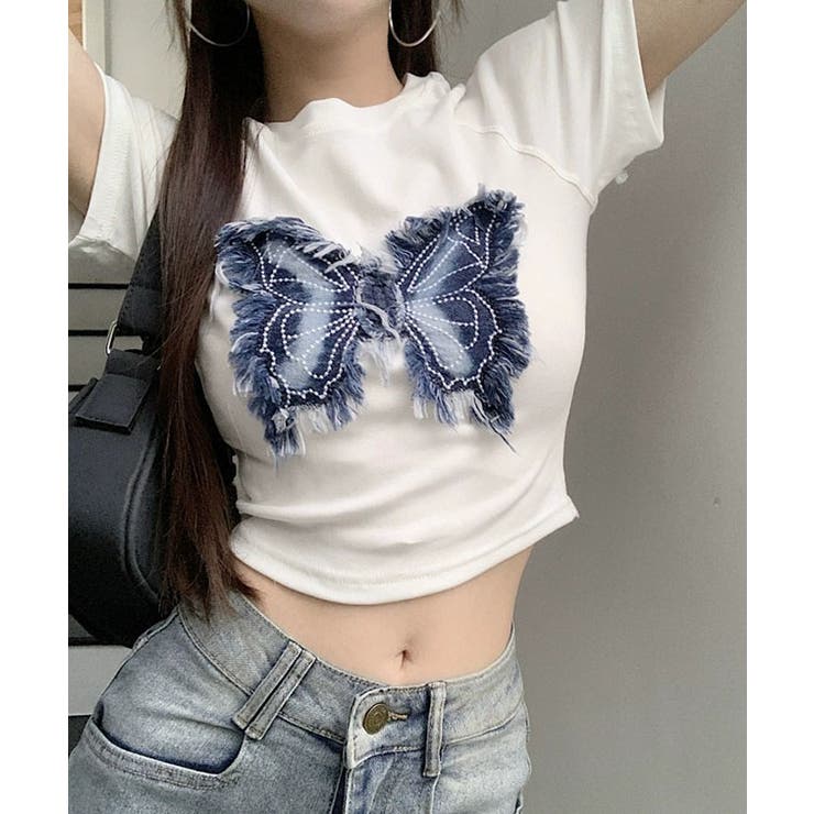 バタフライ クロップド丈 クルーネック | レースレディース  | 詳細画像14 