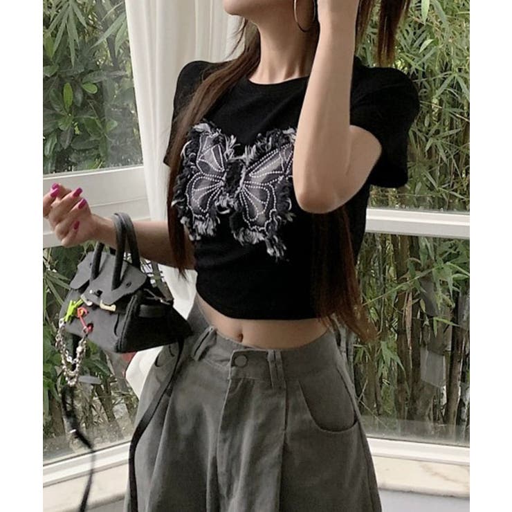 バタフライ クロップド丈 クルーネック | レースレディース  | 詳細画像6 