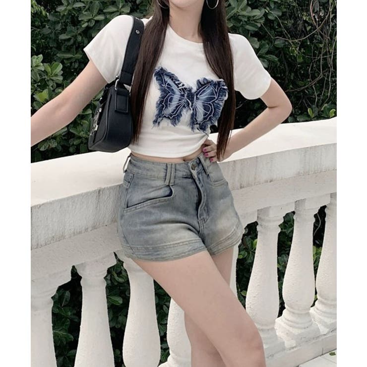 バタフライ クロップド丈 クルーネック | レースレディース  | 詳細画像9 