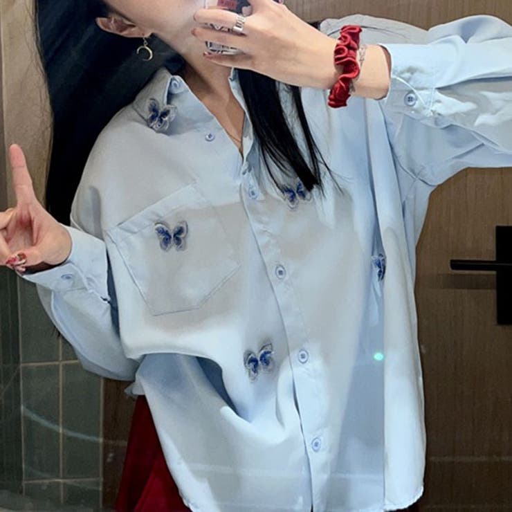 バタフライ 刺繍 レギュラーカラー | レースレディース  | 詳細画像1 