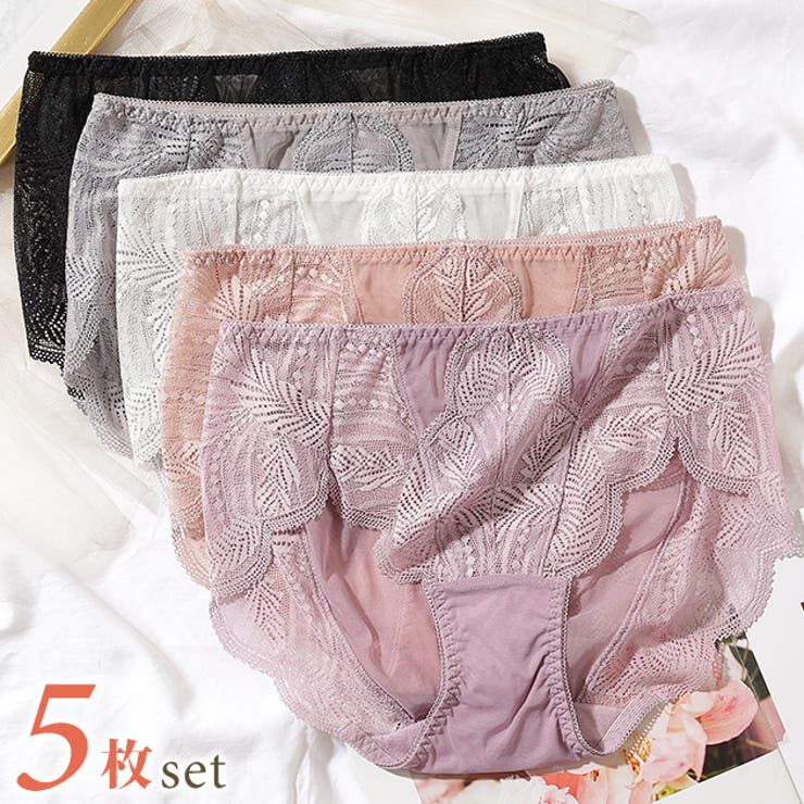 【5枚セット】ボタニカルリーフレースドッキングショーツ 女性 レディース | レースレディース  | 詳細画像1 