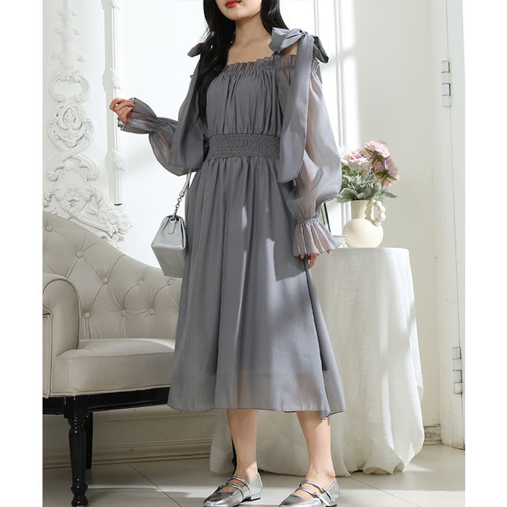 肩リボン シフォン オフショルダー | レースレディース  | 詳細画像10 