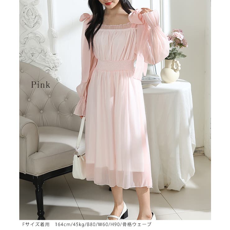 肩リボン シフォン オフショルダー | レースレディース  | 詳細画像13 