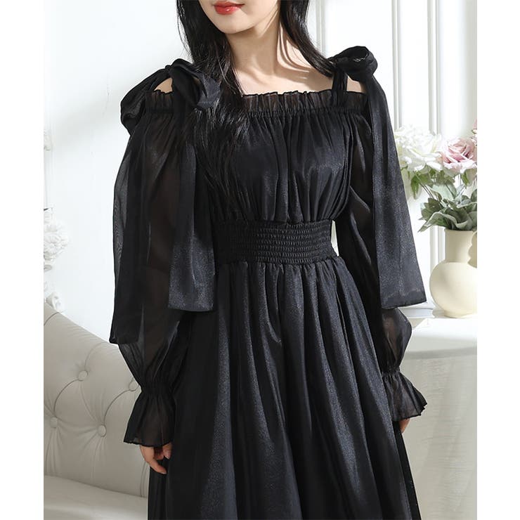 肩リボン シフォン オフショルダー | レースレディース  | 詳細画像4 