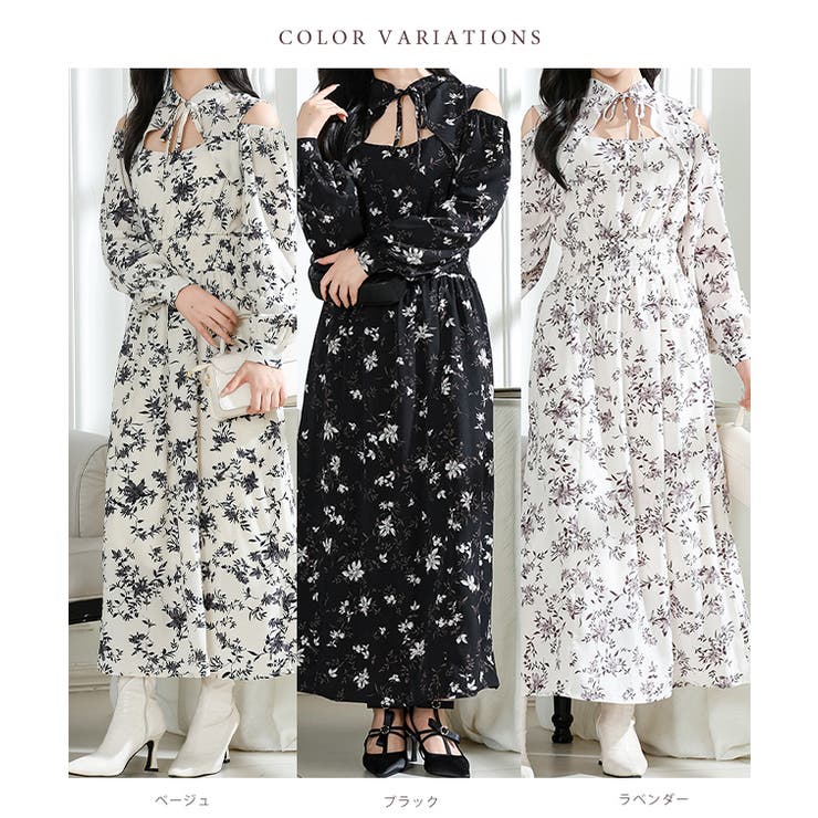 花柄 襟付き オフショル風[品番：LCLW0008779]｜レース