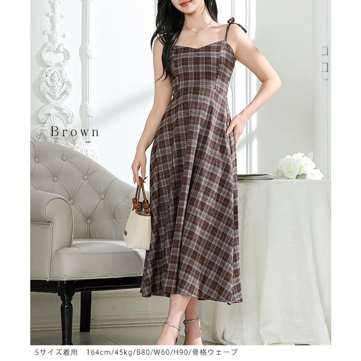 タータンチェック 肩リボン ロング | レースレディース  | 詳細画像12 