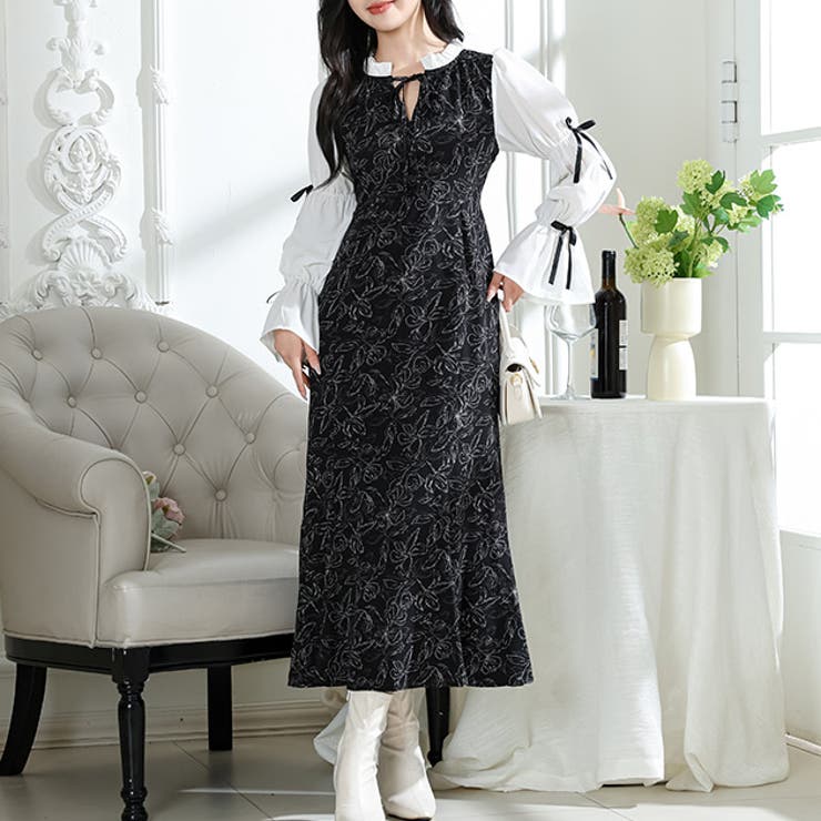 花柄 キャンディースリーブ ドッキング | レースレディース  | 詳細画像1 