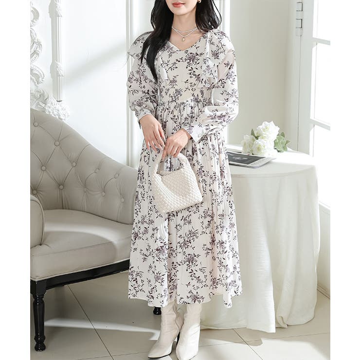 フラワー プリント 肩フリル | レースレディース  | 詳細画像15 