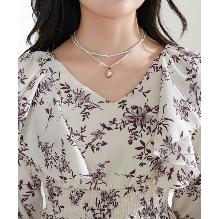 フラワー プリント 肩フリル | レースレディース  | 詳細画像17 