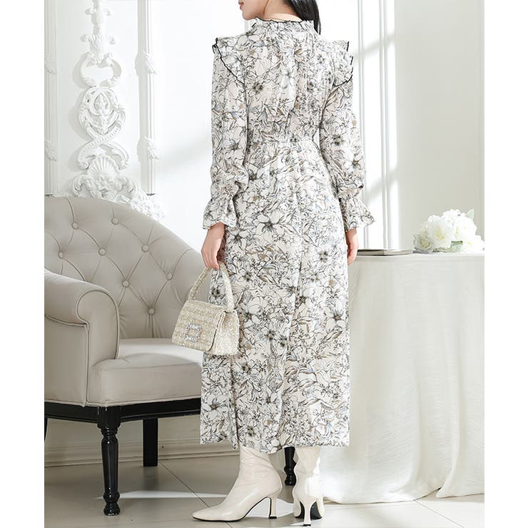 花柄 肩フリル スタンドカラー | レースレディース  | 詳細画像12 