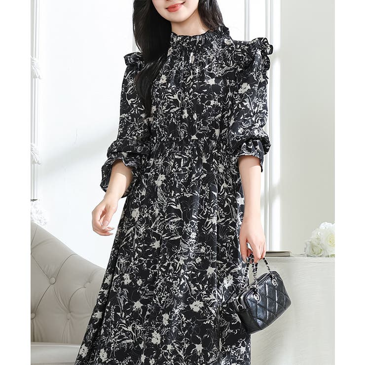 花柄 肩フリル スタンドカラー | レースレディース  | 詳細画像6 