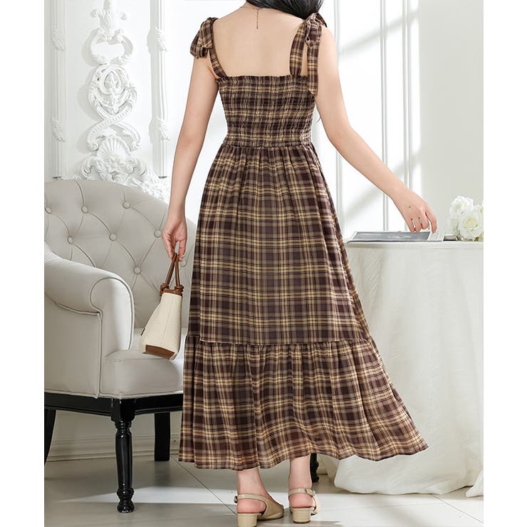 タータンチェック 肩リボン シャーリング | レースレディース  | 詳細画像16 