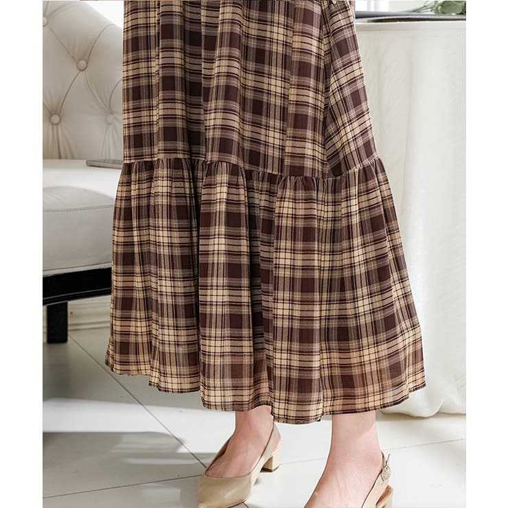 タータンチェック 肩リボン シャーリング | レースレディース  | 詳細画像20 