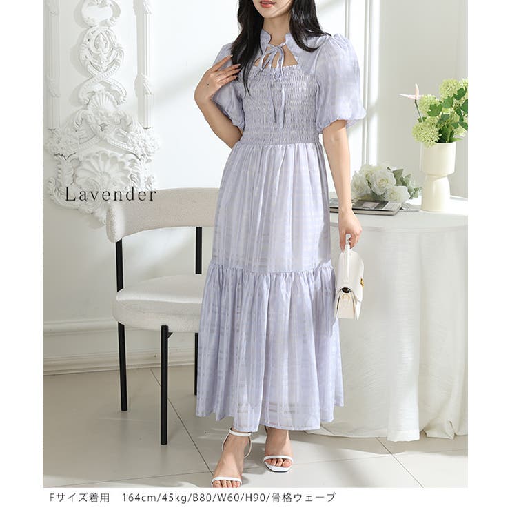 シアー タータンチェック パフスリーブ | レースレディース  | 詳細画像12 