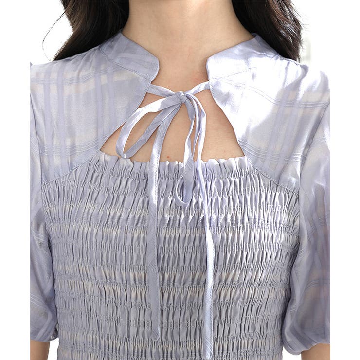 シアー タータンチェック パフスリーブ | レースレディース  | 詳細画像17 