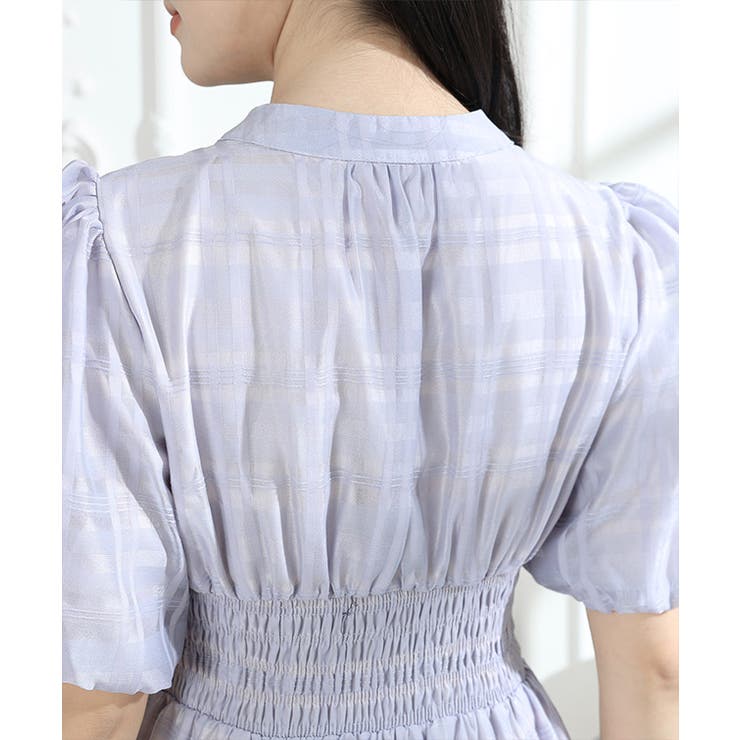 シアー タータンチェック パフスリーブ | レースレディース  | 詳細画像18 