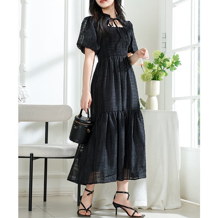 シアー タータンチェック パフスリーブ | レースレディース  | 詳細画像7 