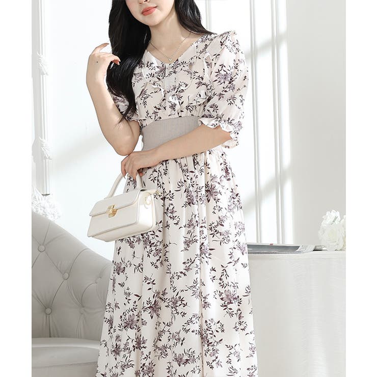 フラワー プリント Vネック | レースレディース  | 詳細画像9 