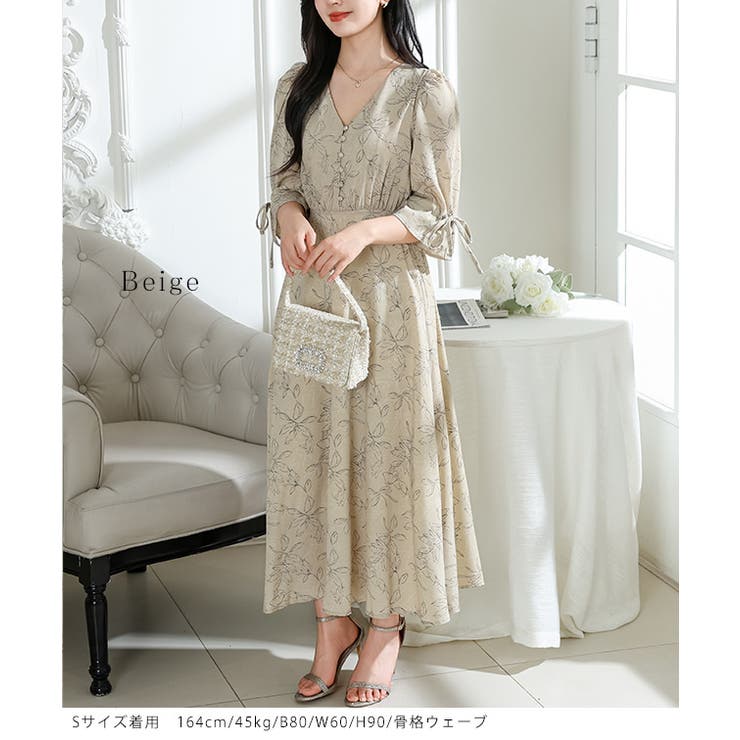 ボタニカル柄 Vネック キャンディスリーブ | レースレディース  | 詳細画像8 