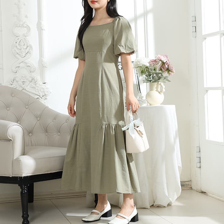 バックレースアップ パフスリーブ ティアード | レースレディース  | 詳細画像1 