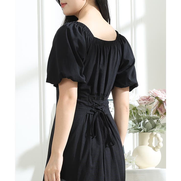 バックレースアップ パフスリーブ ティアード | レースレディース  | 詳細画像11 