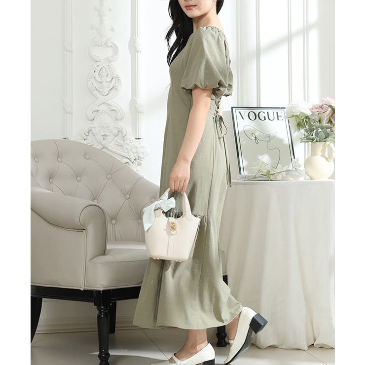 バックレースアップ パフスリーブ ティアード | レースレディース  | 詳細画像15 