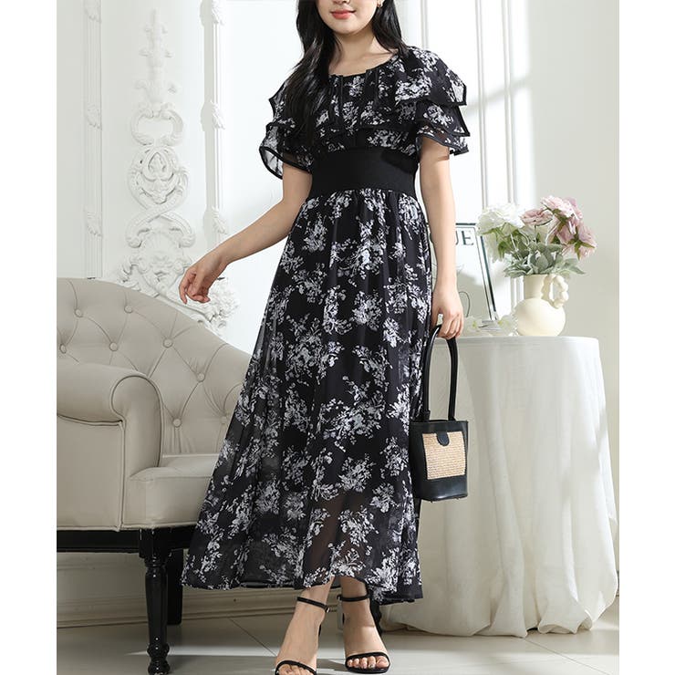 フラワープリント フリル 配色 | レースレディース  | 詳細画像10 