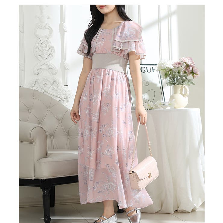 フラワープリント フリル 配色 | レースレディース  | 詳細画像5 