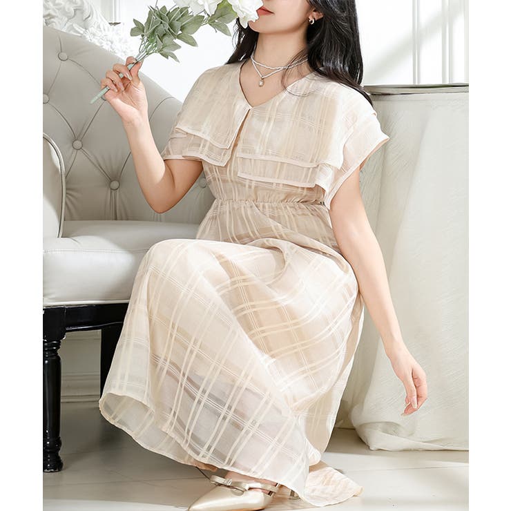 LA LINGE シルククレープデシン ミディ丈ワンピース【関税なし】 LA LIGNE シルククレープデシン ミディ丈ワンピース フローラル