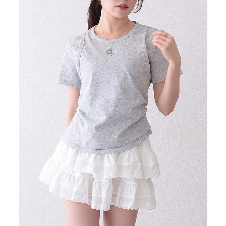 ソリッドカラー フェイクレイヤード クルーネック | レースレディース  | 詳細画像16 