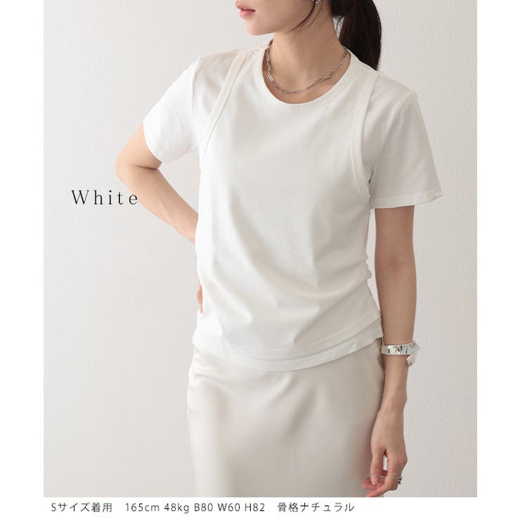 ソリッドカラー フェイクレイヤード クルーネック | レースレディース  | 詳細画像3 