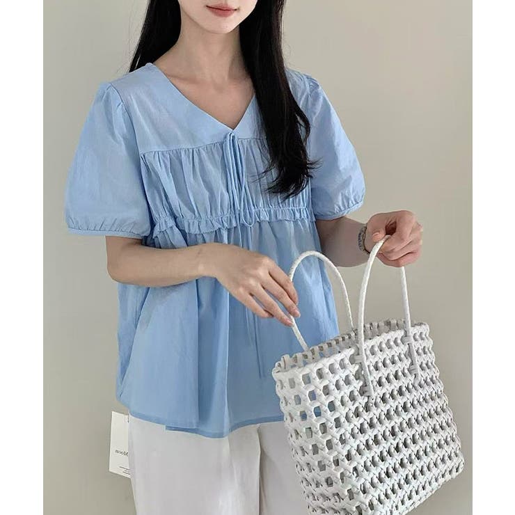 Vネック フロントリボン シャーリング | レースレディース  | 詳細画像13 