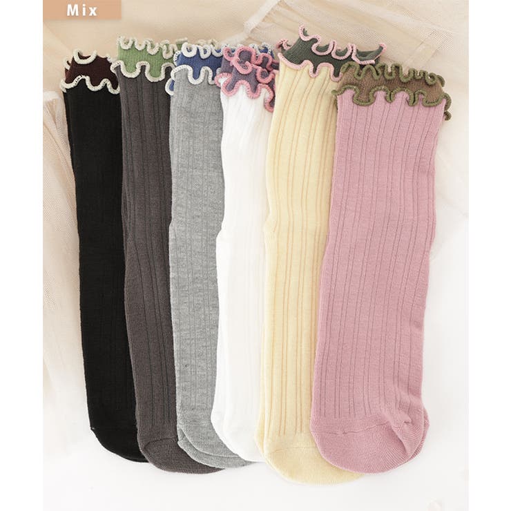 【6足セット】配色 メロウ リブ | レースレディース  | 詳細画像2 