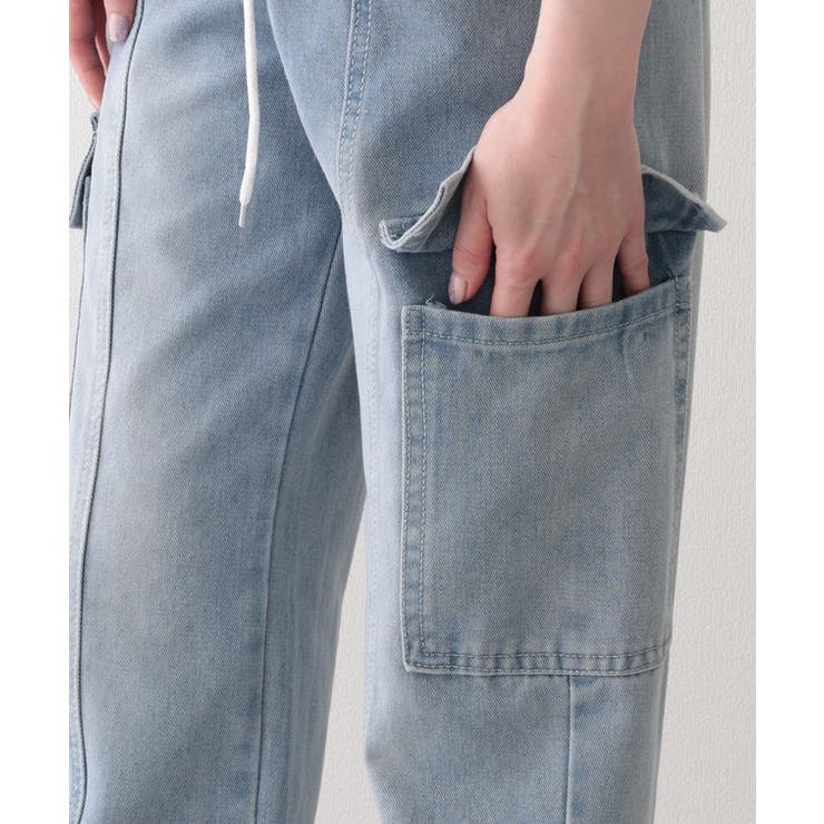 ウォッシュ ワイドジーンズ サイドポケット r-2465 サイドポケットワイドデニムパンツ | レディースファッション
