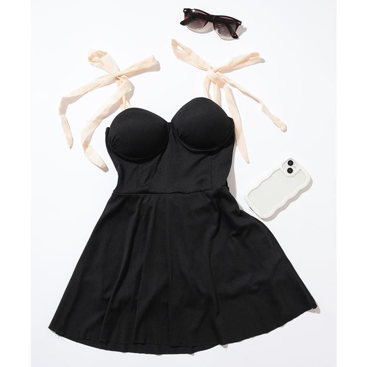 【新品】ショルダーリボンスウィムウェア 楽天市場】レディース水着 ショルダーリボンバックシャンワンピ