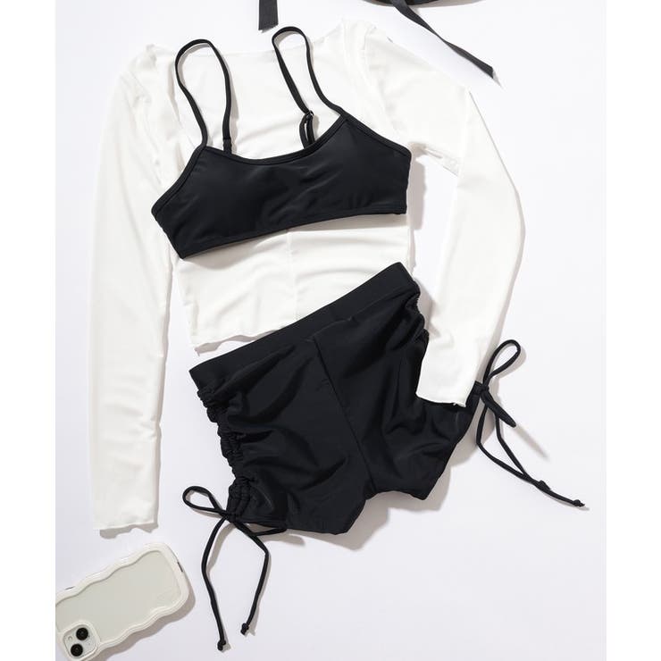 【3点セット】ラッシュガード付き サイドシャーリング ビキニ | レースレディース  | 詳細画像8 