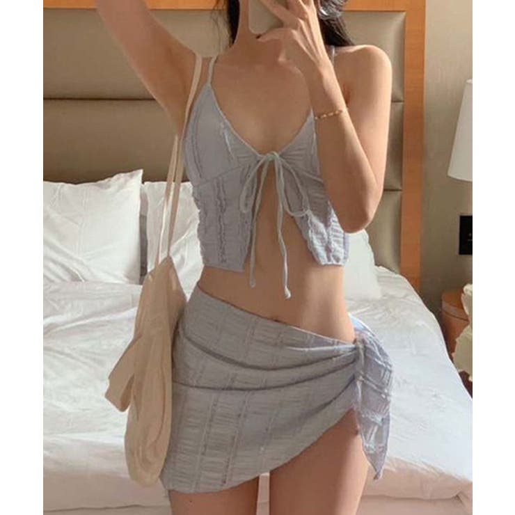 【3点セット】ビスチェ風 フリル パレオ付き | レースレディース  | 詳細画像9 