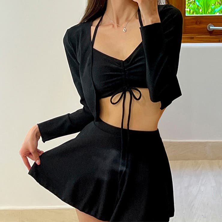 【3点セット】フロント シャーリング ラッシュガード付き | レースレディース  | 詳細画像1 