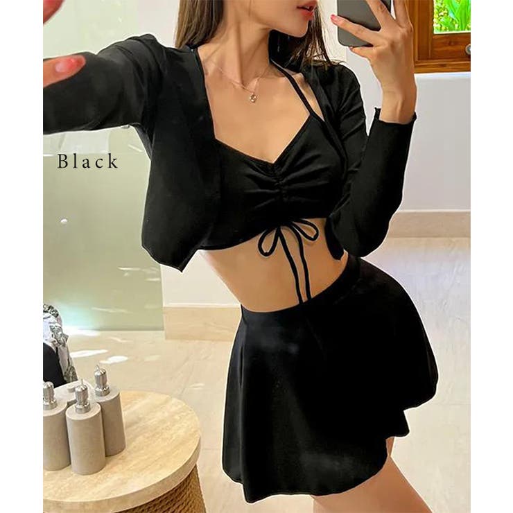 【3点セット】フロント シャーリング ラッシュガード付き | レースレディース  | 詳細画像2 